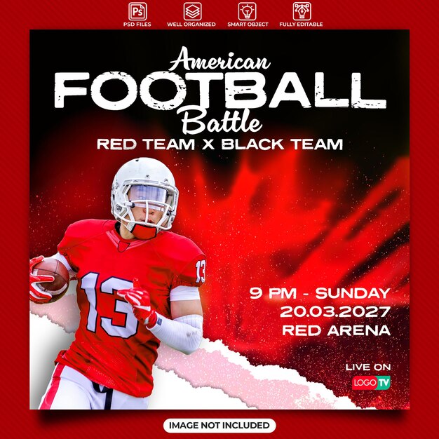 American football battle flyer template