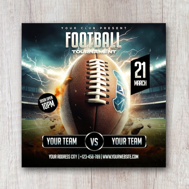 American football championship flyer psd template