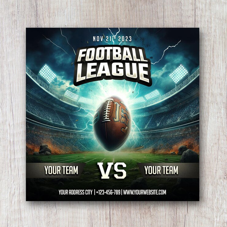 アメリカンフットボール選手権チラシ PSD テンプレート