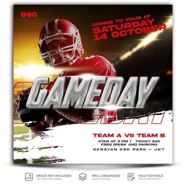 American football event social media template