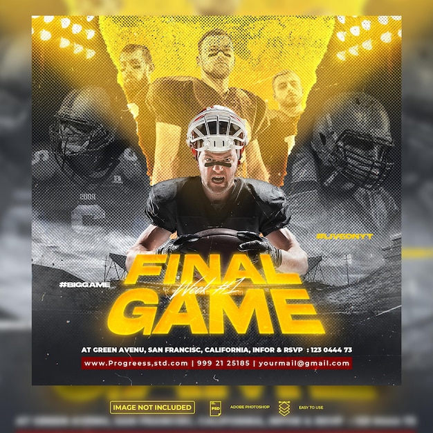 PSD american football-flyer of sjabloon voor sociale media