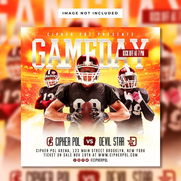 American football flyer social media post banner template