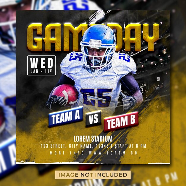 American football flyer or social media template banner