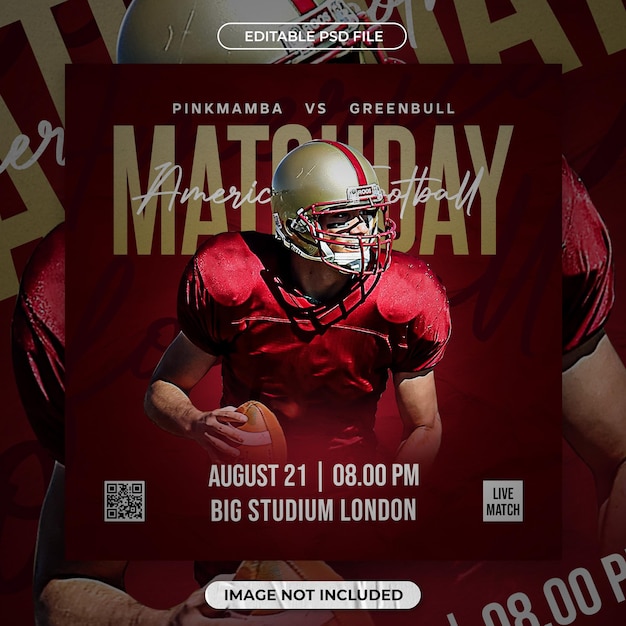 PSD american football flyer or social media template