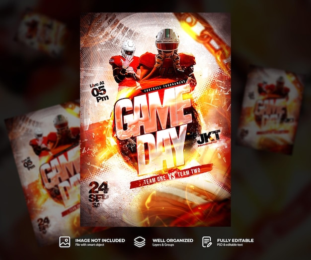 PSD american football game day poster template