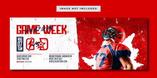 American football game week facebook banner design template