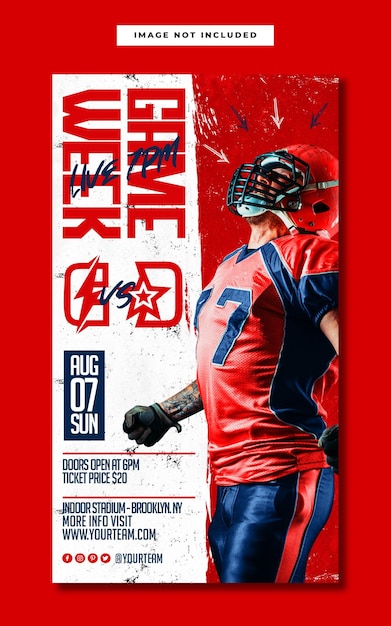 PSD american football game week instagram story design template