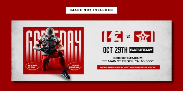 PSD banner orizzontale di facebook gameday di football americano