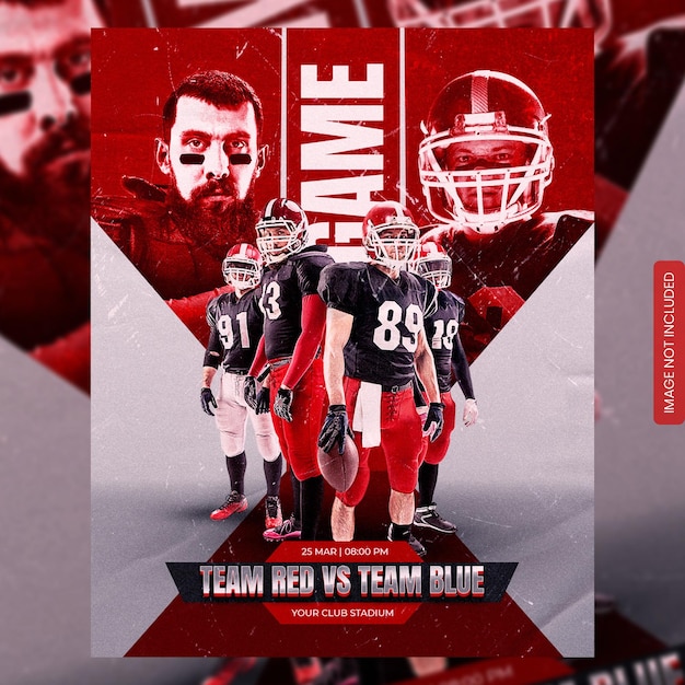 PSD american football gameday schedule club poster or flyer