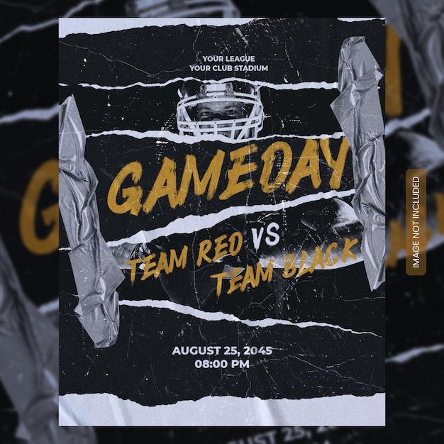 American football gameday schedule club poster or flyer