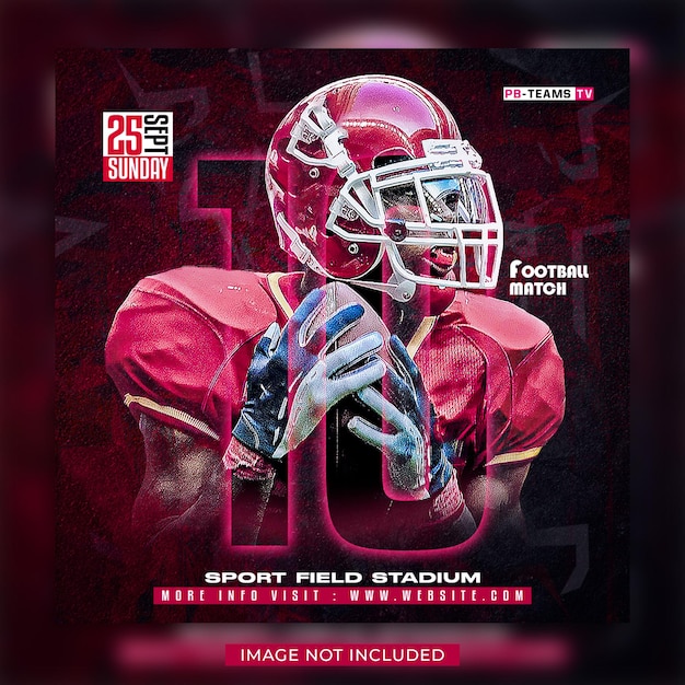 American football Match Day Flyer en social media post-bannersjabloon