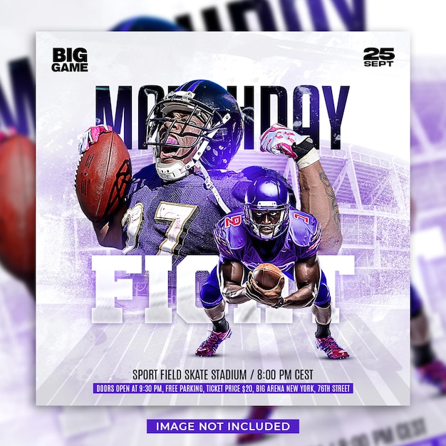 American football Match Day Flyer and social media post banner template