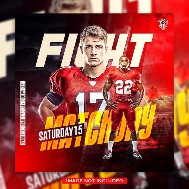 American football match day flyer and social media post banner template