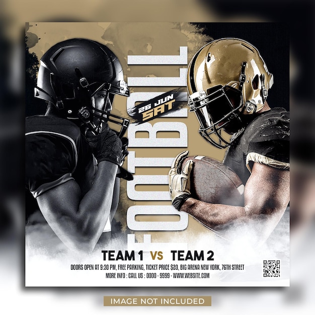 American football Match Day Flyer and social media post banner template