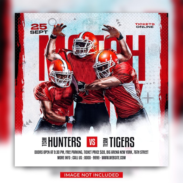 American football match day flyer and social media post banner template