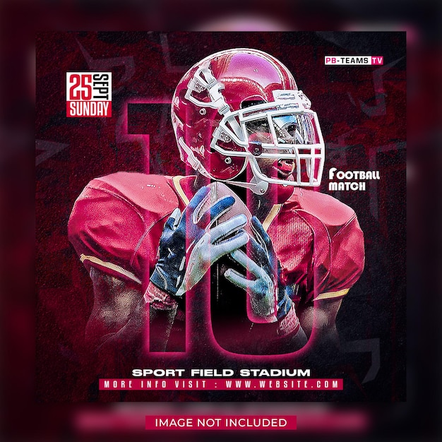 PSD american football match day flyer and social media post banner template