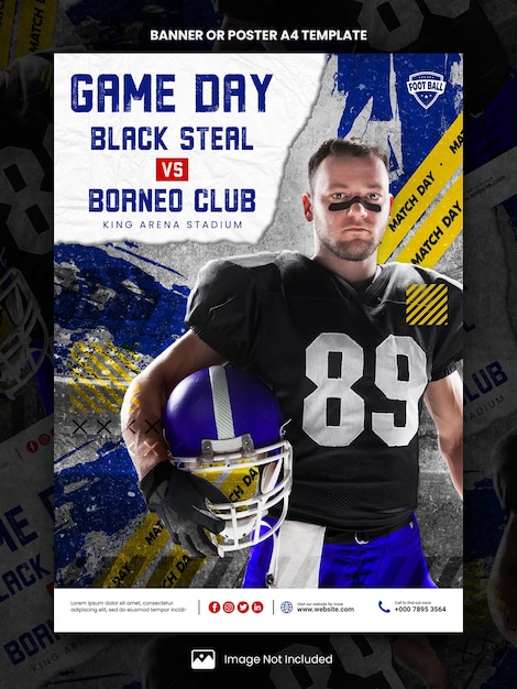 American football match day poster a4 or banner template