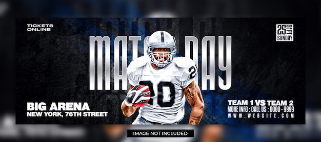 American football match day social media facebook banner template