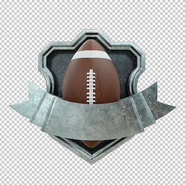 PSD american football metallic shield isolated on white background design of insignia logo and sports