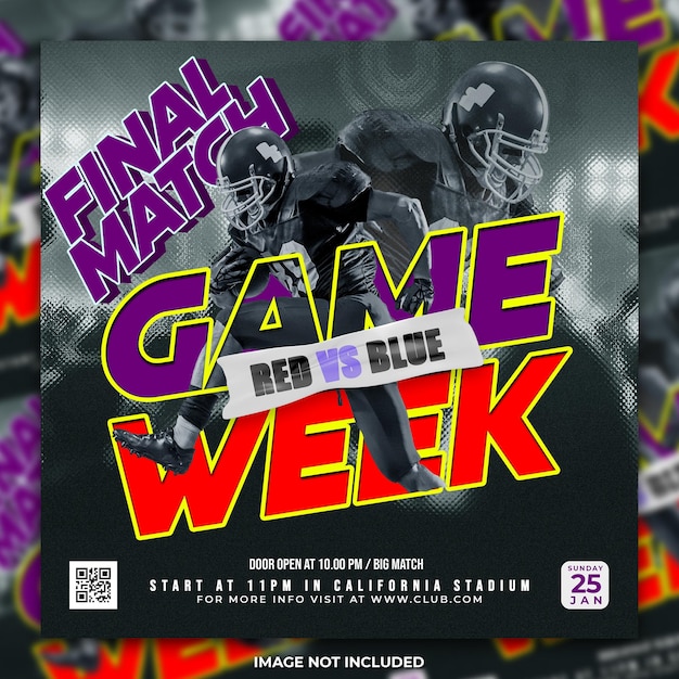 PSD american football player flyer  social media template