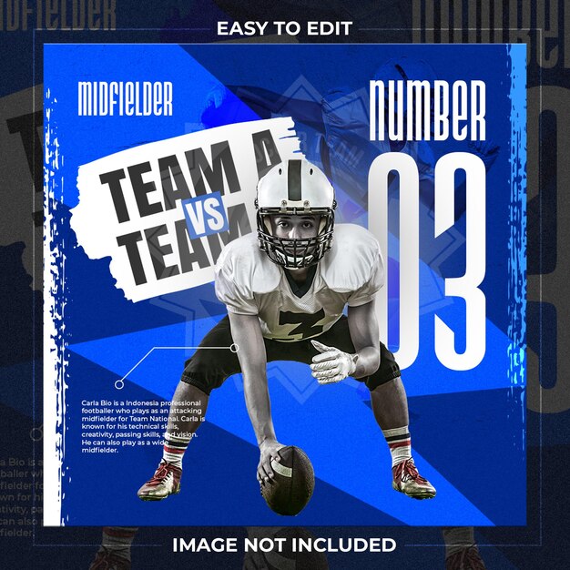 PSD american football player flyer or social media template