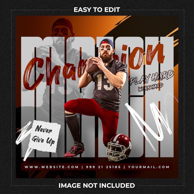 American football player flyer or social media template