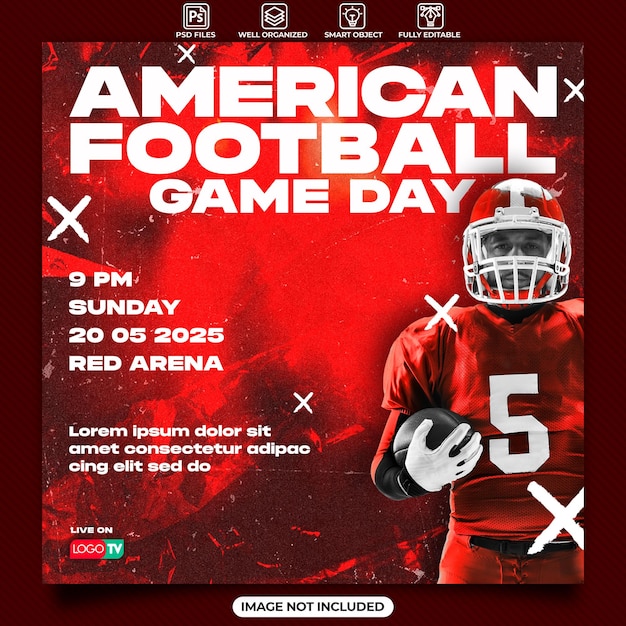 Poster di football americano o modello di post instagram sui social media