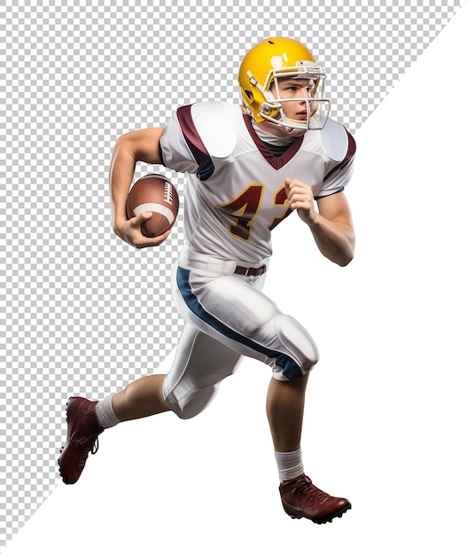 PSD american football running back player running with a ball side view