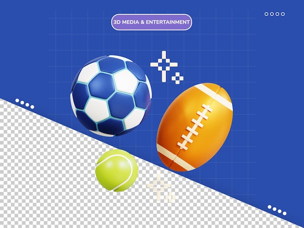 미식 축구와 축구 3d 아이콘