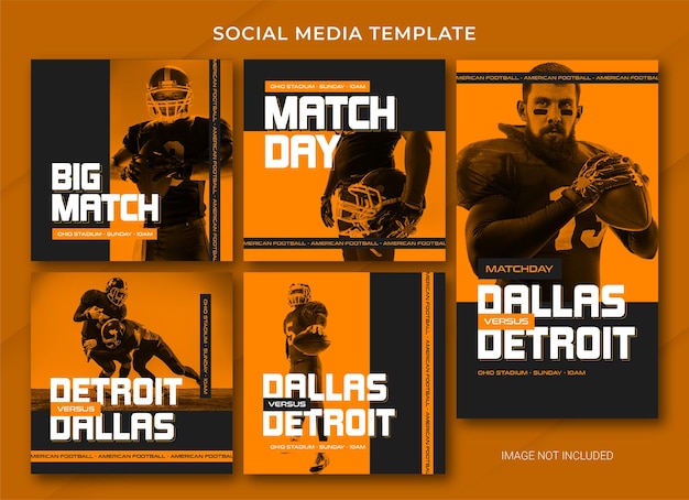 American football social media post bundle template