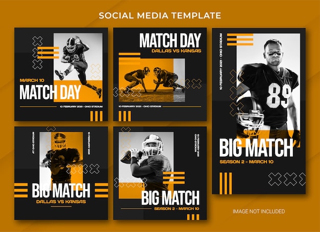 American football social media post bundle template