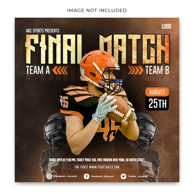 American football social media template