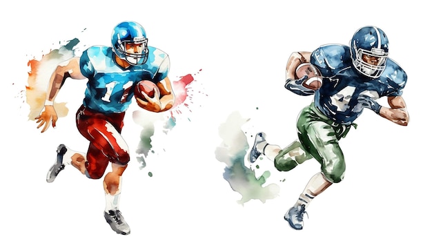 American football-speler Aquarel spatten en vlekken Vector illustratie