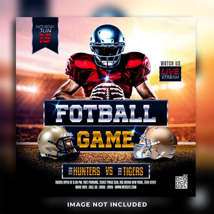 PSD american football sport event social media post banner template