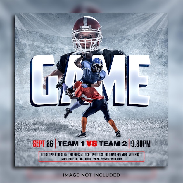 PSD american football sport event social media post banner template