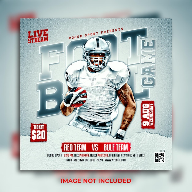 Premium PSD American football sport event social media post banner template