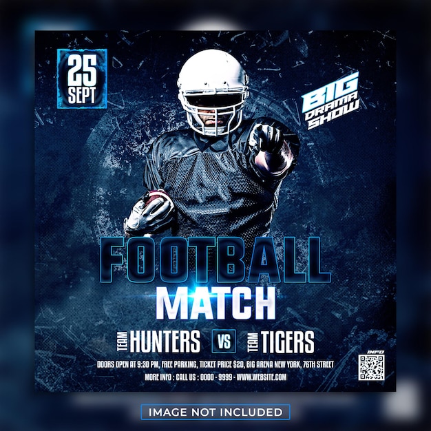 American football sport event social media post banner template