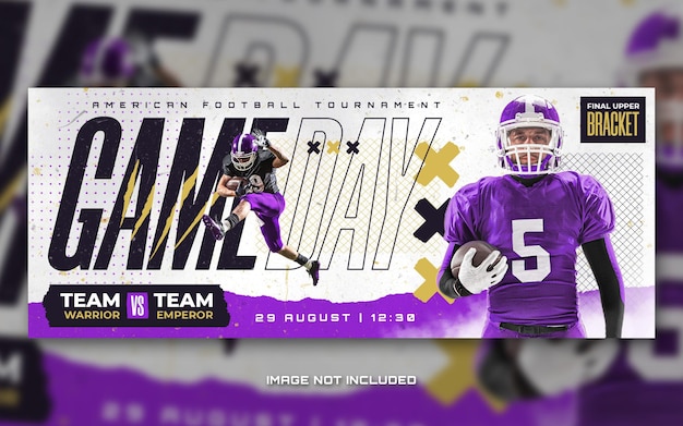PSD american football sports game day banner flyer for social media post