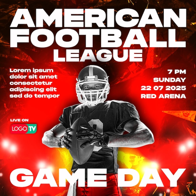 American football sports poster or social media post template