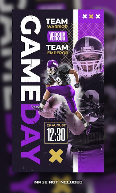 American Football sportwedstrijd dag banner flyer voor social media post of verhaal