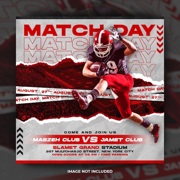 PSD american football tournament flyer social media post template