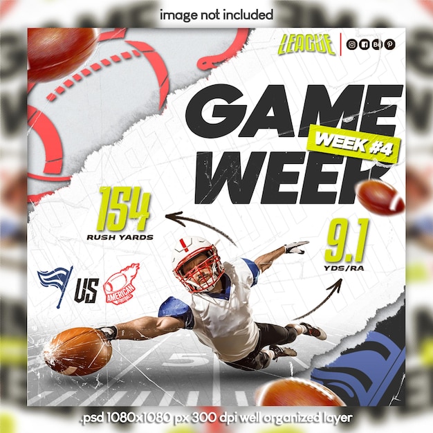 PSD american football tournament instagram post template