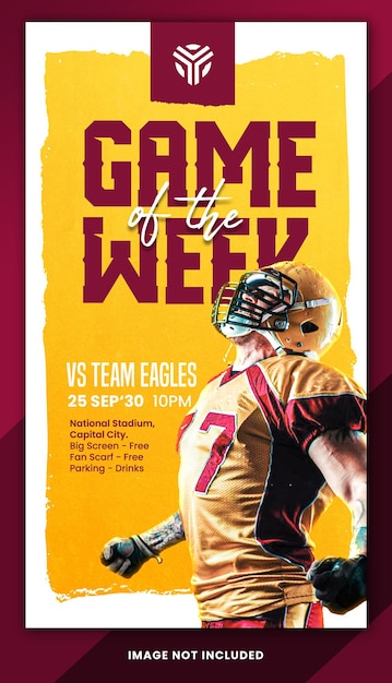 American football wedstrijddag flyer sport sociale media sjabloon