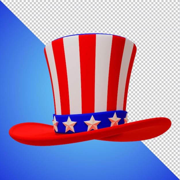 Rendering 3d di giorno dell'indipendenza americana del cappello