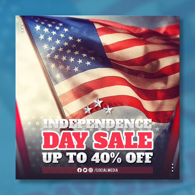 PSD american independence day celebration mega sale social media post