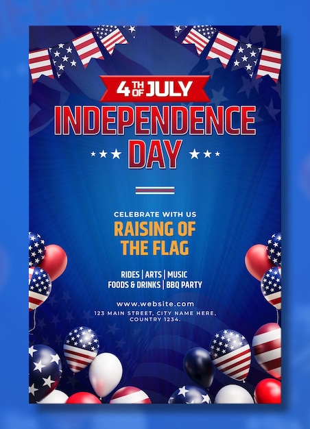 PSD american independence day celebration poster template