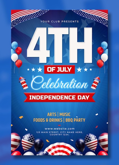 American independence day celebration poster template