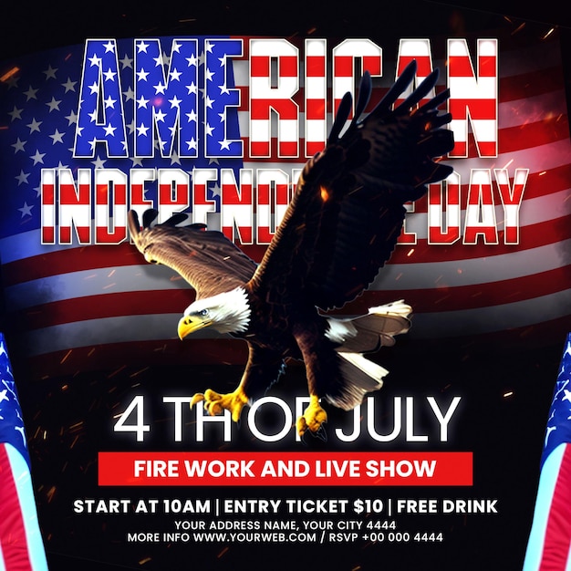 PSD american independence day flyer template