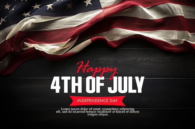 PSD american independence day social media post design with 4th of july editable flyer and american flag