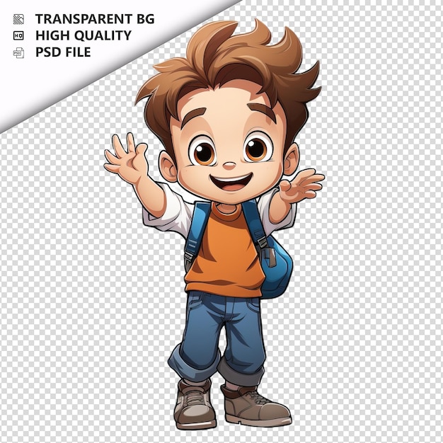 PSD american kid drawing 3d cartoon stijl witte achtergrond is